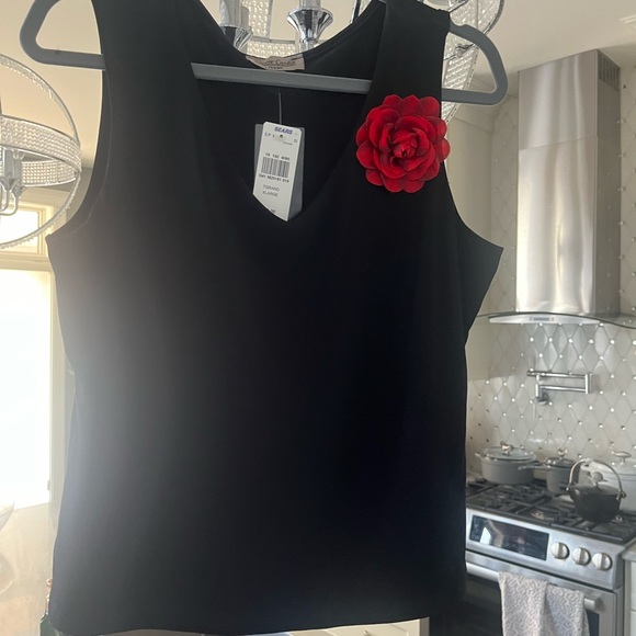 Vintage Pierre Cardin black top with striking red rose ! Xl  new ! Tags attach - Picture 7 of 11